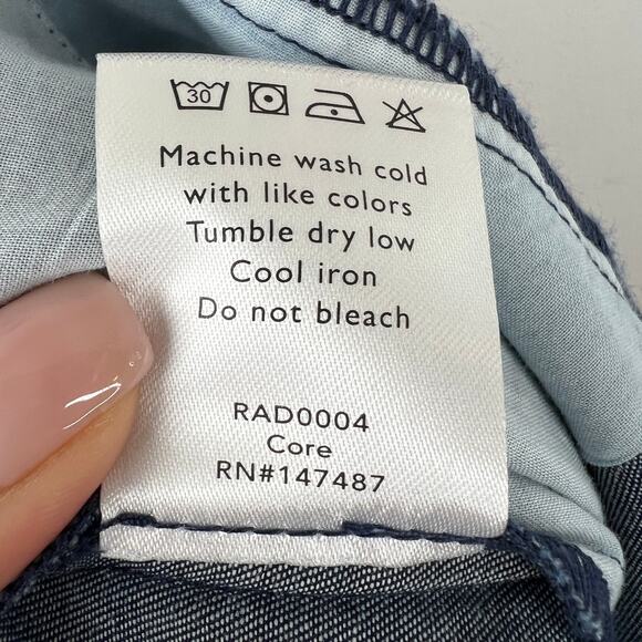 DRAPER JAMES Tie Waist Jumpsuit in Chambray Dark Wash Blue Wide Leg 3/4 Sleeve L - Picture 9 of 9